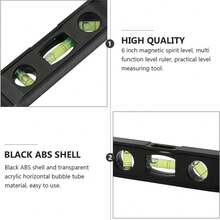 6 Inch Magnetic Leveling Ruler, 6 Inch Horizontal Ruler Measuring Level Ruler With Magnetic Edge - Black - View 6