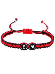 1pc Black & White Heart And 26 Letter Braided Bracelet, Minimalist Versatile Heart Couple Jewelry Bracelet - B3542 - View 19