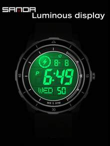 SANDA Jam Tangan Elektronik Pelajar Fashion 2205 Terbaru, Jam Tangan Digital Elektronik LED Multifungsi untuk Olahraga, Tahan Air, dan Hitung Mundur. - Hitam dan Putih - View 7
