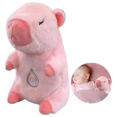 Peluche de capibara tierno y suave que emite sonidos de respiración.Suave y acogedor, ideal para Pascua,Halloween y Navidad.Diseño divertido y textura dulce