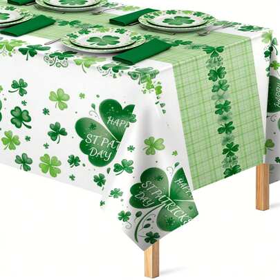 3 Packungen/1 Packung Kleeblatt St. Patrick's Day Einweg-Tischdecken, 54in x 108in rechteckige Tischdecke für St. Patrick's Day Dekoration, Frühlings St. Patrick's Day Plastiktischdecke für Innen- und Außengastronomie sowie Küchendekoration