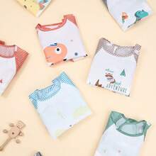 2件套新生儿反穿围兜，婴儿喂食罩衫，婴儿进食服，男女通用 - 彩色 - 查看 3