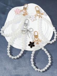 1pc Women's Faux Pearl Beaded Elegant Keychain, Suitable As Gift, Wallet, Backpack, Bag Charm, Car Accessories, Bag Pendant, Cute Goth Y2K Style