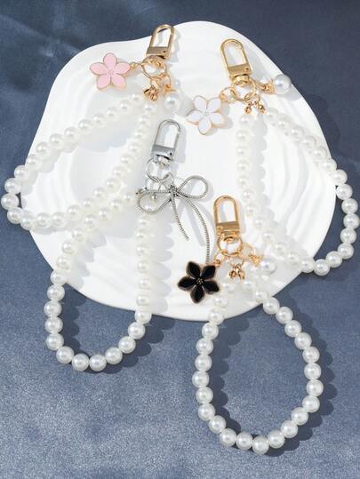 1pc Women's Faux Pearl Beaded Elegant Keychain, Suitable As Gift, Wallet, Backpack, Bag Charm, Car Accessories, Bag Pendant, Cute Goth Y2K Style