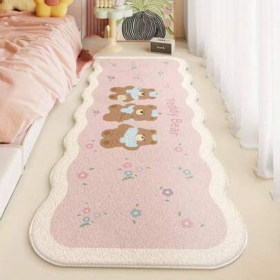 1件粉色三只可爱小熊图案客厅地垫，卧室装饰，家居休闲地毯，装饰地毯，卧室装饰，小地毯，地毯，家居装饰，客厅地毯，客厅小地毯，卧室地毯，客厅家居装饰，户外地毯，毛绒地毯，绒毛地毯，秋冬季地毯，厚实/毛绒，可水洗地毯