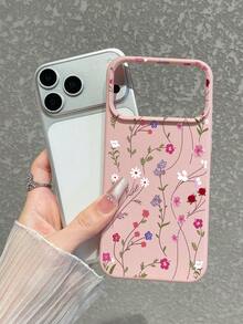 情人节粉色花藤手机壳 - 仿皮纹理粉色手机壳，柔和春日日常使用或情人节礼物，可爱手机壳，兼容和Galaxy手机，兼容 11、17 Pro Max、17 Pro、15、Galaxy