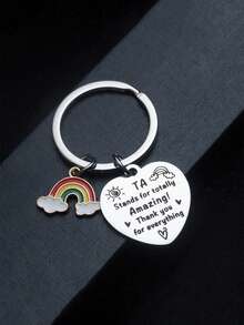 字母标语钥匙扣（1个），教师节礼物，毕业礼物，彩虹吊坠钥匙扣，包包挂饰，节日礼物 - 銀色 - 查看 7