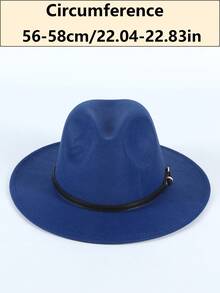 LEAJOURNO. 1pc Unisex Felt-Like Denim Brim Style Panama Hat, Outdoor Cap - Blue - View 9
