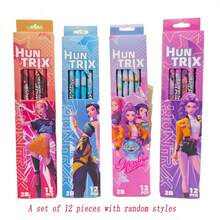 12支/套 随机款式 Kpop 恶魔猎人 K-Pop 女团 12支卡通学生文具铅笔 - 彩色 - 查看 10