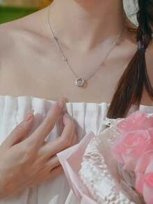 0.5ct Classic Moissanite Pendant Necklace In 925 Sterling Silver - Unisex Jewelry Gift With Certificate & Gift Box, Perfect For Halloween - White - View 4