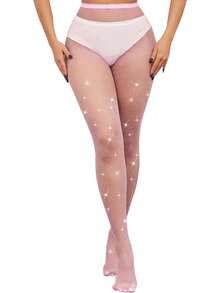 Women's Rhinestone Decorated Fishnet Tights, Shiny Mesh Pantyhose, Available In Multiple Colors, Suitable For Party And Nightclub Wear - Multicolor - View 12
