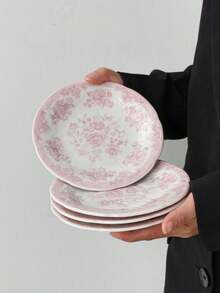 1/2/4pcs Vintage Embossed Ceramic Plates, French Style Snack Plates, Dessert/Cake/Breakfast Serving Trays, Dinner Plates For Steak, Pasta, Coffee Cup, Fruit, Candy, Gift Tableware - Multicolor - View 16