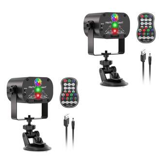 Luz de discoteca para DJ, luces de fiesta para escenario, luz láser LED activada por sonido, luces láser con patrón RGB con control remoto para decoraciones de Navidad y Halloween, karaoke, pub, KTV, bar, baile, regalo de cumpleaños, boda, concierto, fiesta, club, espectáculo de baile.