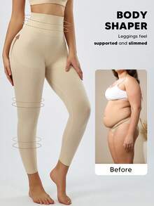 1件装女士无缝高腰提拉塑形紧身裤