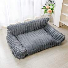 1pc LANGXINGCS Pet Bed, Soft & Cozy Rabbit Fur Cat Sofa, Striped Elegant Dog Bed, Non-Slip Bottom With Zipper Removable Cat Bed, Suitable For Medium/Small Cats And Small Dogs - Multicolor - View 10