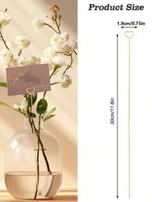 10/20 Pieces Per Pack, Wire Floral Pattern Table Card Holder, Heart-Shaped Photo Memo Holder, Gold Floral Pattern Card Holder, Suitable For Valentine's Day, Weddings, Birthdays, Office, Cake Decorations, Baby Showers, And Floral Gifts. - Gold - View 4