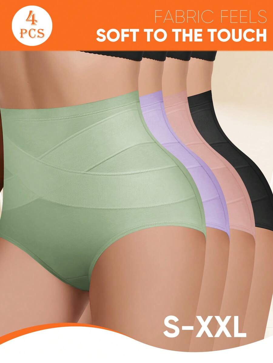 MIOTAN 4条装女士高腰三角裤，舒适亲肤，柔软轻盈，塑形高腰内裤
