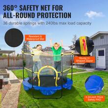 5FT Trampoline For Kids, 60" Indoor Outdoor Trampoline With Safety Enclosure Net, Basketball Hoop And Ocean Balls, Mini Toddler Recreational Trampoline Birthday Gifts For 3+ Years Kids - Royal Blue - View 4
