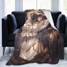 Flannel Fleece Unique Throw Blanket Albedo Overlord Anime Black Hair Yellow Eyes Girl Character Throw Better Sleep Supe - 咖啡棕 - 查看 8