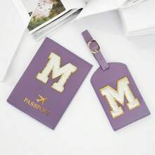 Conjunto de Porta-Passaporte com Letra Gravada Personalizada + Tag de Bagagem | Essenciais de Viagem Personalizados para Viagens Globais, Bolsa de Viagem, Bolsa de Bagagem, Bolsa de Viagem, Bolsa de Viagem de Grande Capacidade e Durável, Organizador de Viagem, Essenciais de Cruzeiro, Essenciais de Férias, Itens Essenciais de Viagem para Homens e Mulheres - Multicolorido - Visão 7