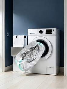 1pc Durable Shoe Wash Bag, Blue Zipper, Velvet Lining, Noise-Reducing Elastic Nylon Zipper, Suitable For All Washing Machines, Protects Athletic, Casual And Delicate Shoes - Multicolor - View 3