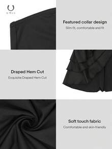 欧美风黑色无肩带连体衣，荷叶边下摆性感修身小众街头风连体裤 - 黑色 - 查看 8