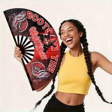 13 Inch Boots On The Ground Hand Fan, Where There Is A Fan Folding Fan, Slap Slap Fan, For Line Dance Unique Oriainal Pattern, Suitable For Party Props, Perfect Gift, Suitable For Line Dance Lovers. Clack Fan, For Bounce Fan, Denim Fan. Chinese Decorations - 13英寸 - 查看 2