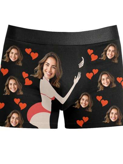 1Pc Custom Funny Boxers With Faces For Boyfriends, Husbands, Dads, Custom Underwear With Photos, Pictures Boxers, Photos Boxers, Personalized Gifts. Dawg Adorable, Contracted, Funny, Cozy Custom, Personalized, Unique, Customized Personalized Gifts For Men Ideal Gifts For Him Boyfriend, Friends Bedroom, For Weddings, For Holiday, For Anniversaries,Vintage