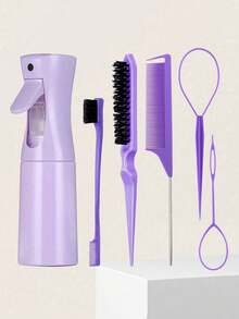 6pcs Hair Styling Set, Includes Spray Bottles, Hair Brushes, Combs, Styling Tools, Makeup, Y2K Summer Essentials, Hair Care Products And Accessories, Beauty Salon Travel Necessities, Back To School, Vacation Essentials, Women Hair Accessories, Brushes, Combs - Multicolor - View 15