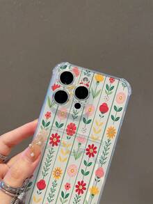 1pc Floral Pattern, Card Slot Transparent Shockproof Phone Case, TPU Material, Can Be Used As Holiday Gift, Holds Photos/Cards, Compatible With IPhone XS/XS Max/XR/11 12 13 14 15 16 Pro/Pro Max/14 15 16 Plus/17 - Clear - View 8