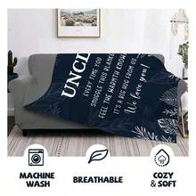 Uncle Gifts  Best Uncle Blanket Fathers Day, Birthday, & Thanksgiving  50 X 60, Ultra Soft Flannel Blanket  Multiple Sizes, Cozy Couch/Bed/Gifting, Winter MustHave - 彩色 - 查看 4