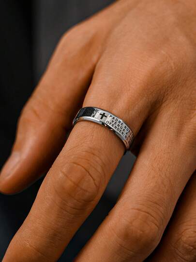 1개 스테인리스 스틸 패셔너블 힙합 펑크 크로스 인그레이빙 반지 남성용