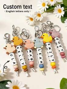 1pc Personalized Silicone Duck Keychain, Cute Animal Bag Charm, Name Pendant, Valentine's Day Gift, Daily Gift - Duck Keychain - View 1