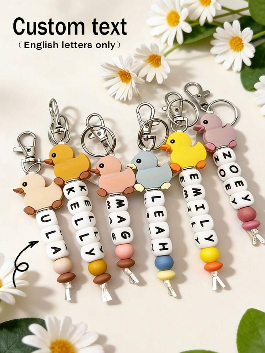 1pc Personalized Silicone Duck Keychain, Cute Animal Bag Charm, Name Pendant, Valentine's Day Gift, Daily Gift - Duck Keychain - View 1