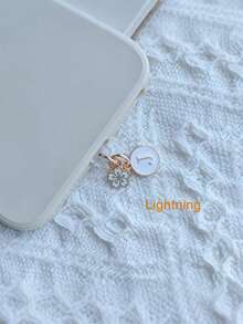 1pc Letter A/M & Flower Charm Phone Dust Plug For Type-C Interface Birthday Festival Gift - Multicolor - View 34
