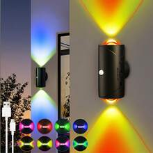 2pcs Rechargeable LED Night Lights, Rechargeable 1/2 LED Night Lights With Motion Sensor Wall Lamp, RGB Gradient Mood Light, Dimmable Indoor Light, Magnetic Stair Light, Suitable For Corridor, Bedside, Desk, Wardrobe And Emergency Use - Multi-color light - View 5