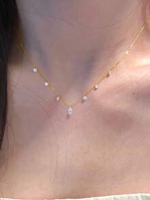 rundraw 1件2026新款水滴形立方氧化锆流苏优雅铜银色吊坠项链，适合女性佩戴，可用于派对、约会、日常穿搭，是情人节、新年、生日送给朋友、爱人的最佳礼物。