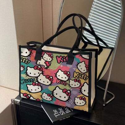 SANRIO 高品质卡通猫咪单肩包，大容量学生帆布手提包，通勤手提包，女士必备户外收纳包，旅行必备