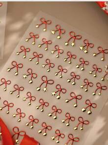 1Pc New Year Red Sweet Dollar-Style Bow-Shaped Star-Shaped Nail Art Sticker Manicure Decal - Red - View 8
