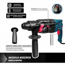 Taladro de Impacto Multifuncional - Herramienta de Ferretería para Taladrado, Cincelado y Demolición/Taladro Atornillador Inalámbrico Industrial 3 en 1 - Alta Potencia para Hormigón, Madera y Metal - Tipo de Enchufe A USA (110-127V) - Ver 2