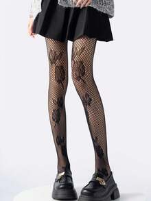 1件装女士性感花卉图案镂空网眼连裤袜 - 彩色 - 查看 7