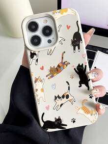 1个时尚独特的彩色猫咪图案艺术防震乳白色液态软TPU手机壳，兼容 16 Pro Max/16/16 Pro/16 Plus/15/15 Pro Max/15 Pro/11/12/13/14 Pro Max/11 Pro/11 Pro Max/12 Pro/12 Pro Max/13 Pro/13 Pro Max/14 Pro/14 Pro Max - 彩色 - 查看 1