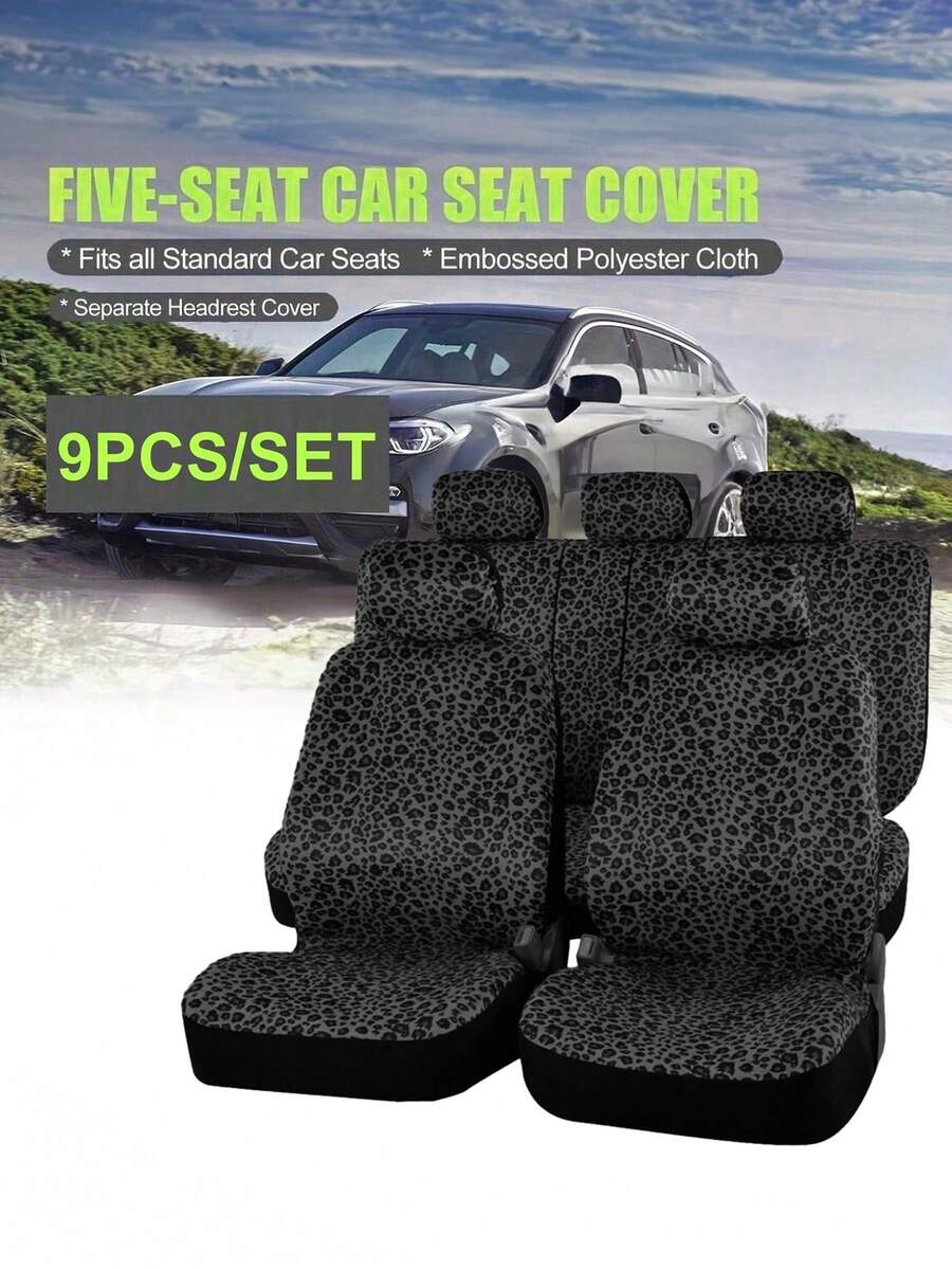 Fundas de asiento de coche con estampado de leopardo - Protectores de asiento delantero y trasero aptos para la mayoría de sedanes, SUV y camionetas - Estampado de leopardo - Ver 1