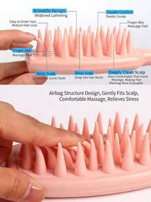 1pc Silicone Hair Scalp Brush, Massage Shampoo Brush, Shower Bath Brush, Long Handle Hair Washing Comb, Hair Root Cleaning Bath Brush, Air Bubble Massage Comb, Anti-Dandruff Massage Brush, Hair Styling Tool, Hair Washing & Scalp Smoothing Device, Study Supplies - Cadet Blue - View 3