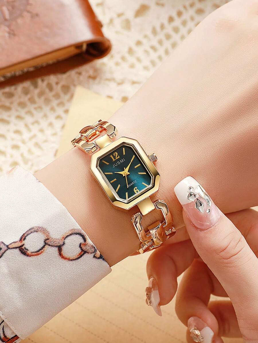 1pc Women's Fashion Minimalist Bar Scale Quartz Steel Band Watch, Suitable For Daily Matching, Birthday, Women's Gift, Anniversary, Singles' Day, Halloween Promotion, No Gift Box - Blue - View 1