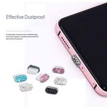 1pc Rhinestone Type-C Phone Dust Plug, Metal High Gloss, Suitable For Android Series - Multicolor - View 11
