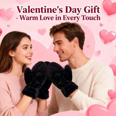 Guanti caldi in peluche per San Valentino | Guanti invernali spessi e resistenti al freddo a forma di cuore per coppie | Guanti regalo per la persona amata
