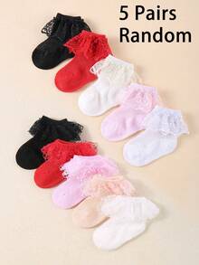 Bộ 10/5/1 đôi tất giữ ấm mắt cá chân thoáng khí có ren trang trí cho bé gái, thích hợp mặc hàng ngày. Tất giữ ấm chân kiểu công chúa đáng yêu, phối hoàn hảo với váy, món quà lý tưởng cho Lễ Tạ ơn và Ngày Valentine. - Nhiều màu - Xem 8