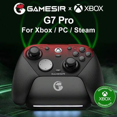  GameSir G7 Pro Gamepad, Compatible With Series X/S, Microsoft Official Authorized, Equipped With Charging Dock, Suitable For One, PC And Android Systems. Supports Three Connection Modes, Equipped With Magnetic Resistance TMR Joystick, Six-Axis Gyroscope, Hall Effect Micro-Switch Triggers, Four Additional Buttons, 1000Hz Polling Rate, 1200mAh Rechargeable Battery, Four Vibration Motors, Rubber Textured Grip, Mechanical White Ember Color.