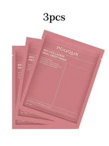 6片装胶原蛋白深层补水面膜 - 富含玻尿酸和烟酰胺，不含酒精，胶原蛋白面膜，抗衰老，深层补水，抚平细纹，夜间面膜，提亮肤色，紧致肌肤，细致毛孔，即刻焕发光彩 | 男女通用，适合所有肤质，浅米色，返校季，情人节礼物。3片/1片